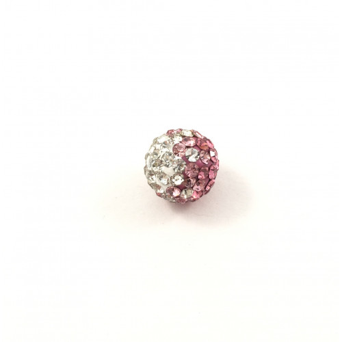 Pave bead 10 mm graduated crystal clear to pink